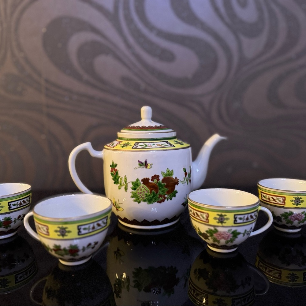 Vintage Chinese porcelain Jingdezhen Famile Rose pomegranate tea set 1960s - Picture 9 of 9